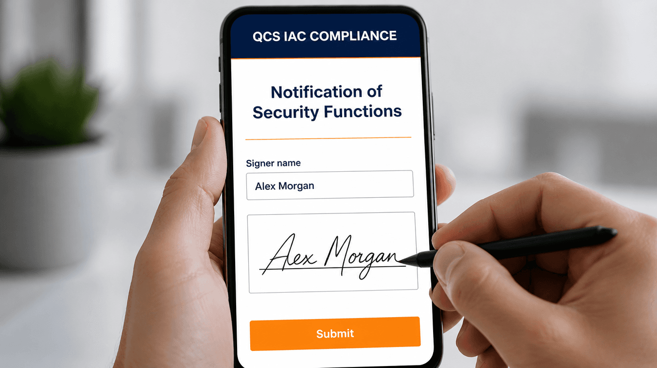 E-signing a TSA notification letter on a smartphone